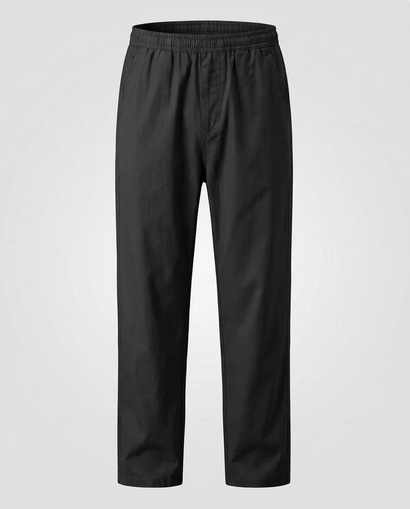 Herren Leichte Baumwollmischung Legere Hosen mit Kordelzug Taille, Seitentaschen & Gerader Lockere Passform Nord Taschen