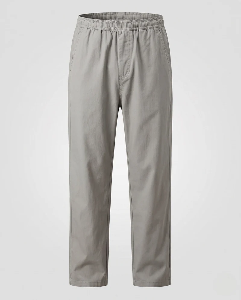 Herren Leichte Baumwollmischung Legere Hosen mit Kordelzug Taille, Seitentaschen & Gerader Lockere Passform Nord Taschen