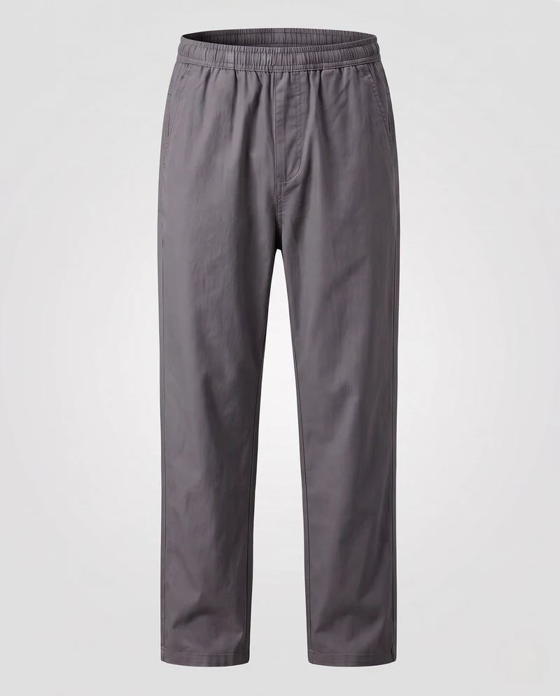 Herren Leichte Baumwollmischung Legere Hosen mit Kordelzug Taille, Seitentaschen & Gerader Lockere Passform Nord Taschen