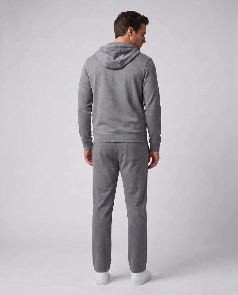 Herren Kapuzen-Henley Lounge-Set mit Knopfleiste und gefältelten Hosen Nord Taschen