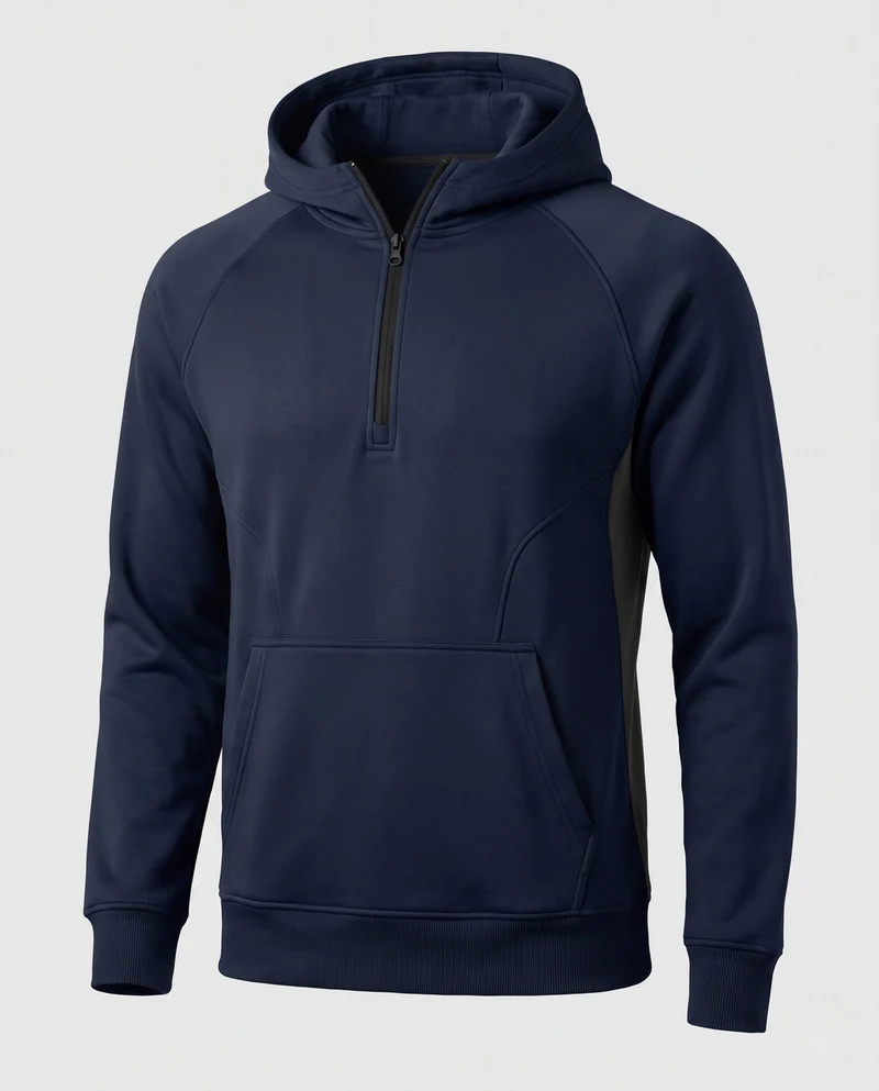 Herren Halb-Reißverschluss Hoodie mit Kängurutasche und kontrastierendem Rückenteil Nord Taschen