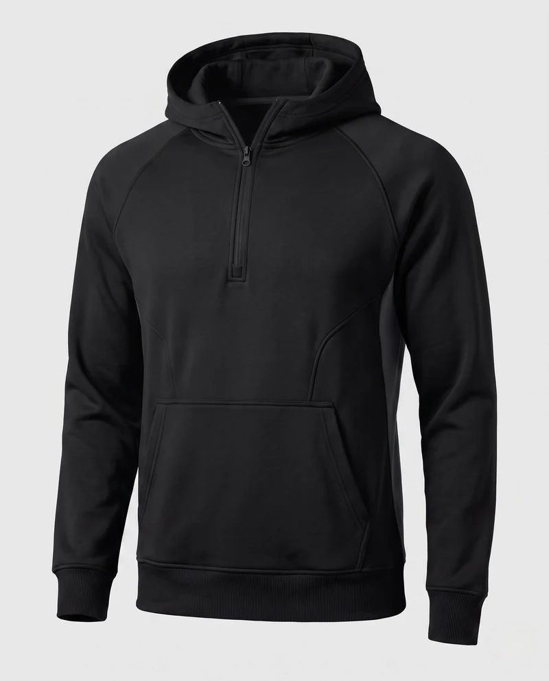 Herren Halb-Reißverschluss Hoodie mit Kängurutasche und kontrastierendem Rückenteil Nord Taschen