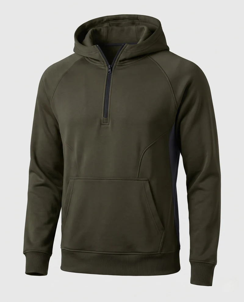 Herren Halb-Reißverschluss Hoodie mit Kängurutasche und kontrastierendem Rückenteil Nord Taschen