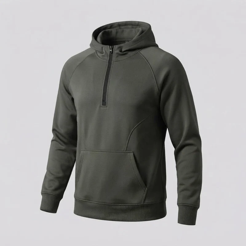 Herren Halb-Reißverschluss Hoodie mit Kängurutasche und kontrastierendem Rückenteil Nord Taschen