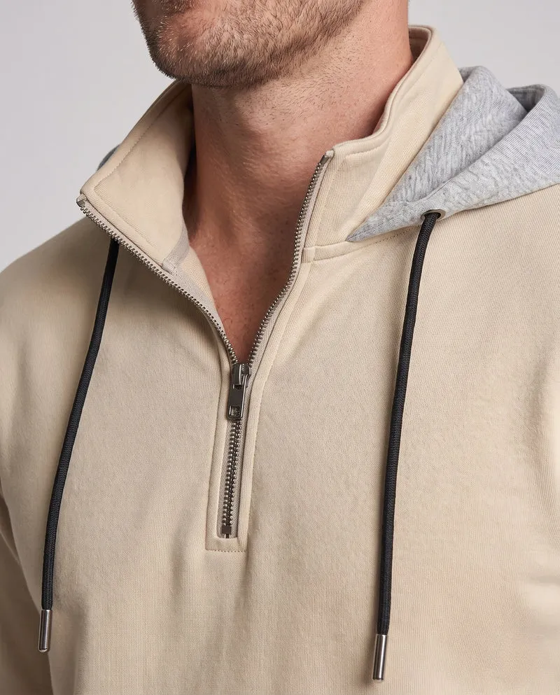 Herren Halbzip-Hoodie aus Sweat mit Kordelzug, Kontrastfutter und gerippten Bündchen Nord Taschen