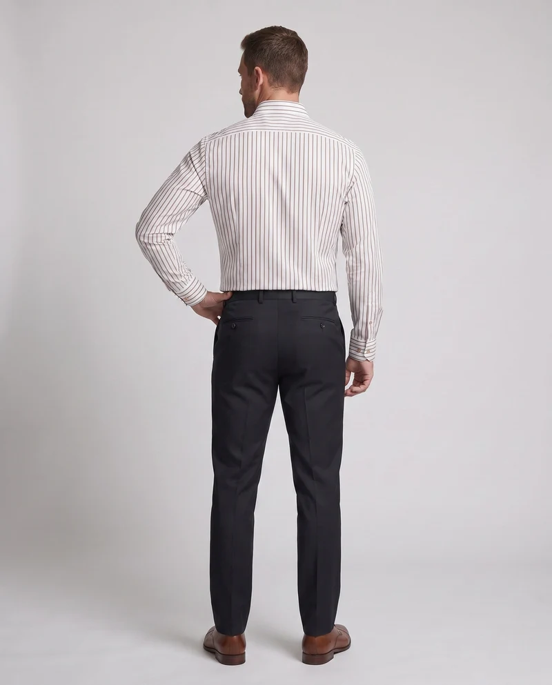 Herren Klassisches Langarmhemd mit feinen Streifen Nord Taschen