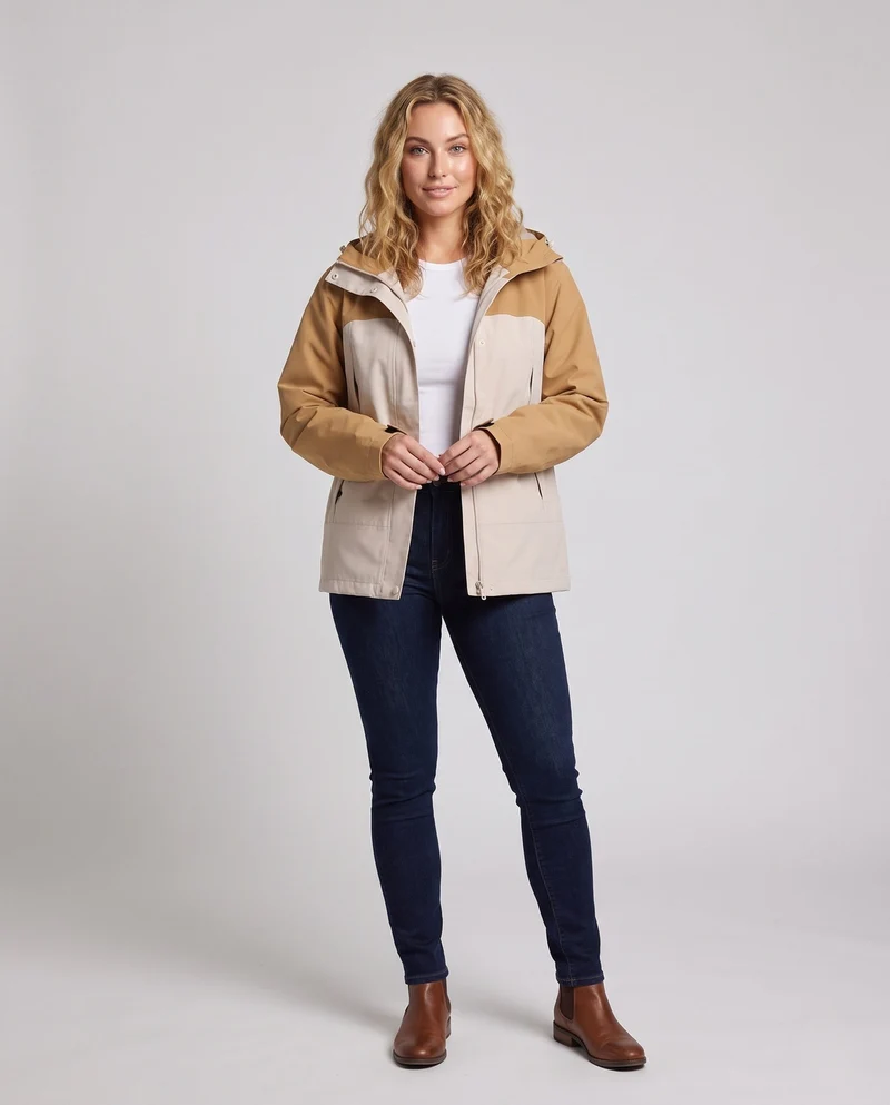 Damen Steppjacke mit Kapuze und Kunstfellbesatz Nord Taschen