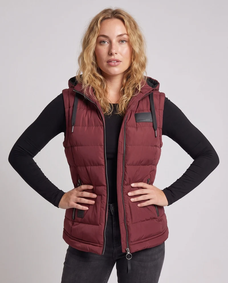 Damen Stylische Kapuzenweste Nord Taschen