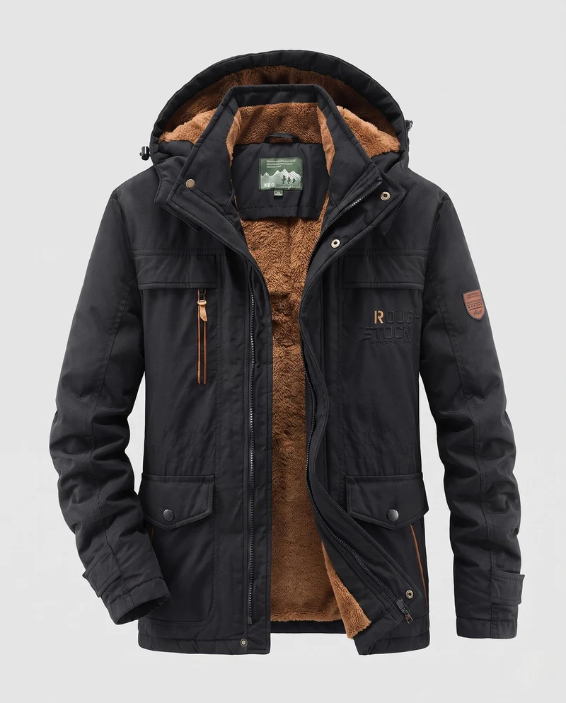 Herren Winterjacke mit Kunstfellkragen Nord Taschen
