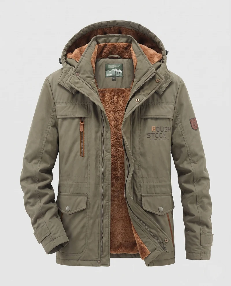 Herren Winterjacke mit Kunstfellkragen Nord Taschen
