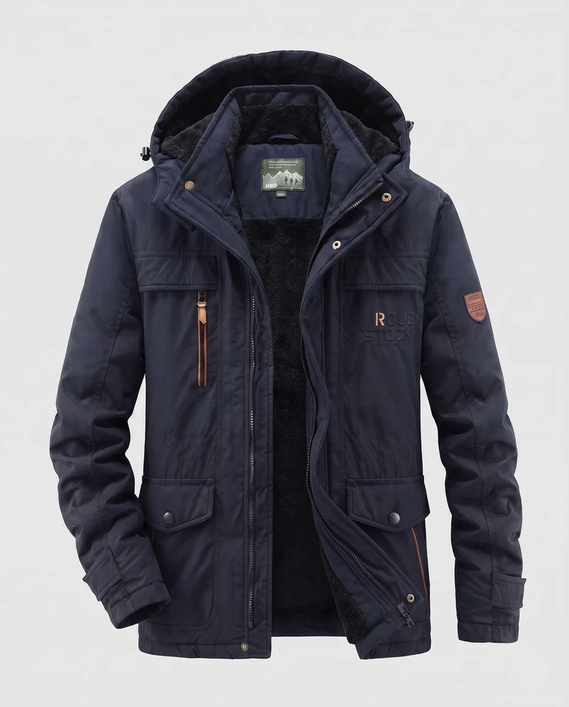 Herren Winterjacke mit Kunstfellkragen Nord Taschen