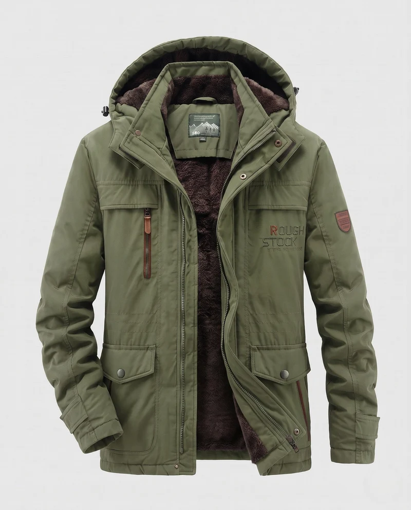 Herren Winterjacke mit Kunstfellkragen Nord Taschen