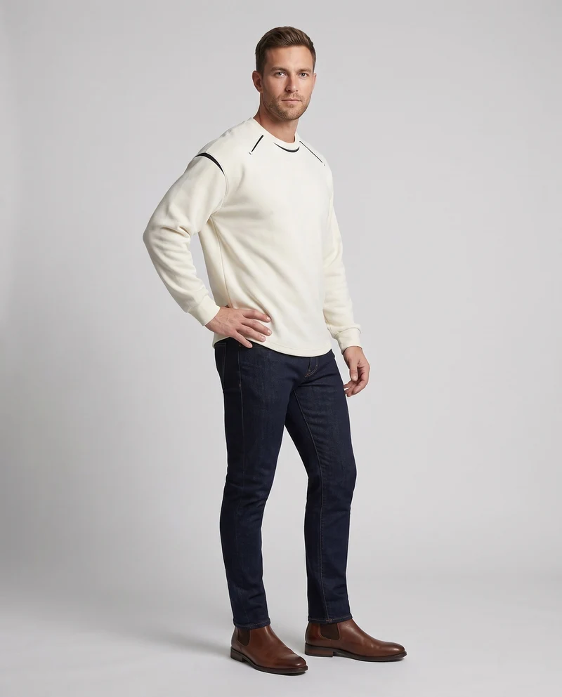Unisex Lässiges Fleece-Oversize-Sweatshirt mit dekorativen Schulternähten und geripptem Saum