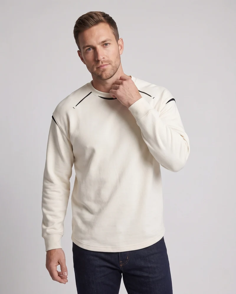 Unisex Lässiges Fleece-Oversize-Sweatshirt mit dekorativen Schulternähten und geripptem Saum