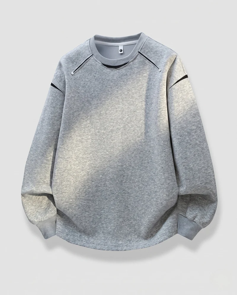 Unisex Lässiges Fleece-Oversize-Sweatshirt mit dekorativen Schulternähten und geripptem Saum