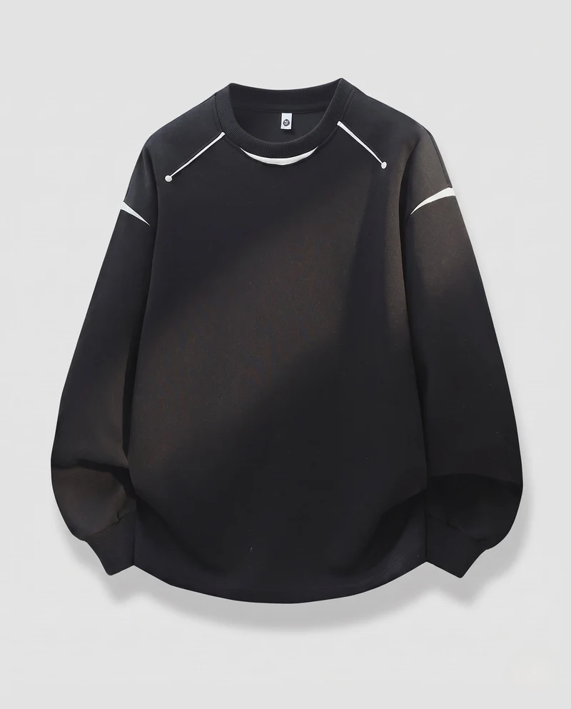 Unisex Lässiges Fleece-Oversize-Sweatshirt mit dekorativen Schulternähten und geripptem Saum