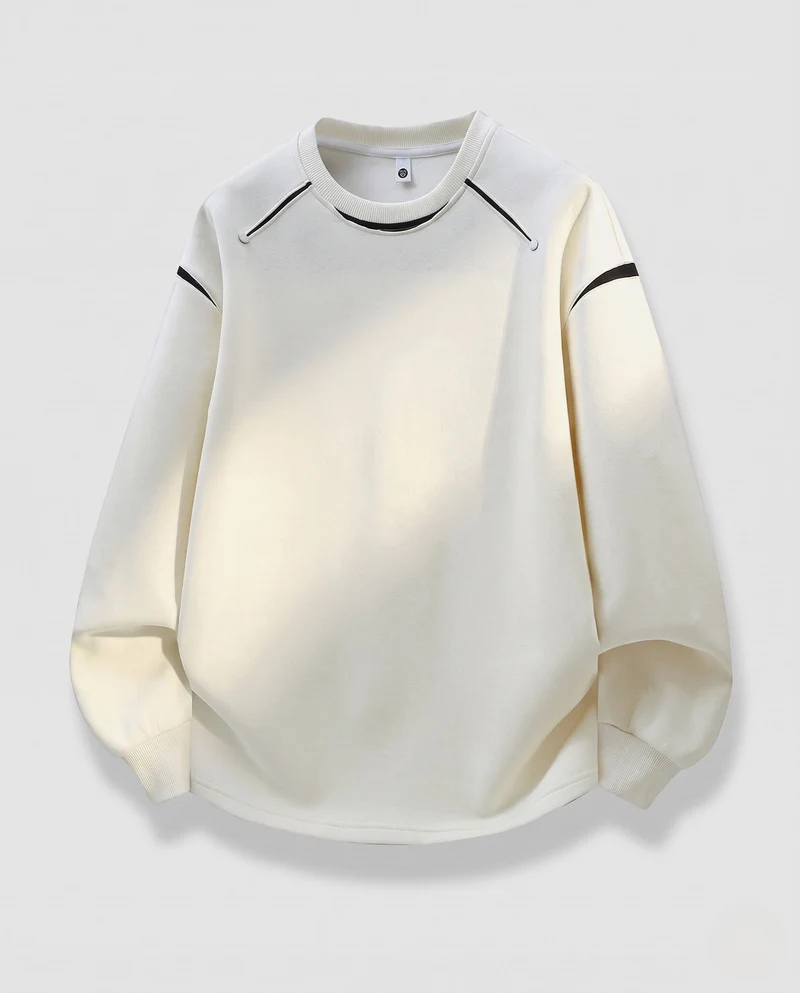 Unisex Lässiges Fleece-Oversize-Sweatshirt mit dekorativen Schulternähten und geripptem Saum