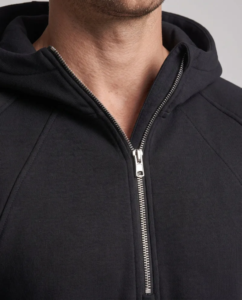 Unisex Hoher Funnel-Halbzipper-Hoodie mit Kängurutasche & angerautem Innenfutter