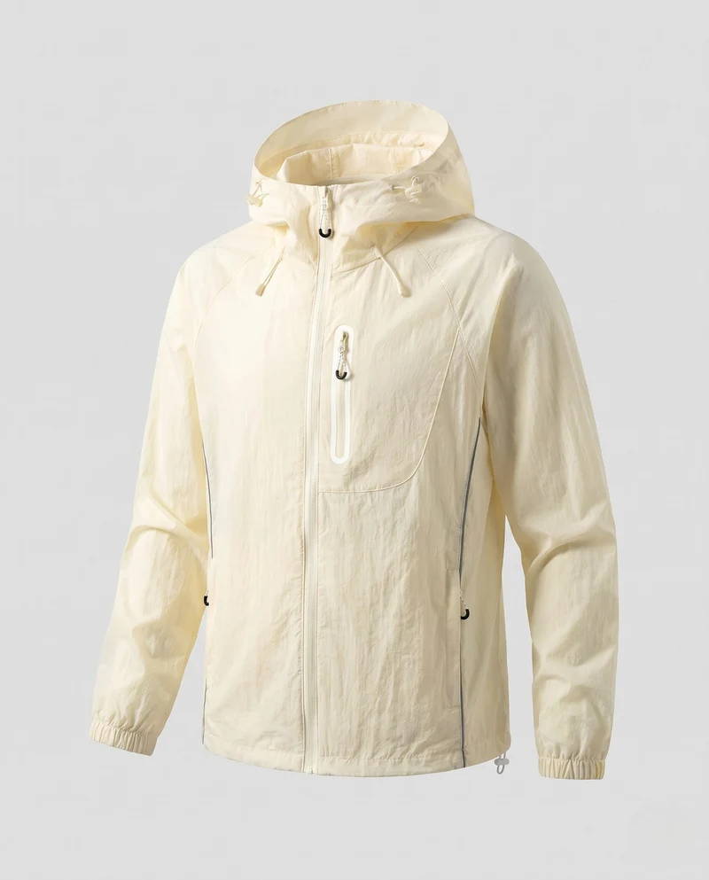Unisex leichte Wind- und wasserabweisende Kapuzen-Übergangsjacke mit reflektierenden Details