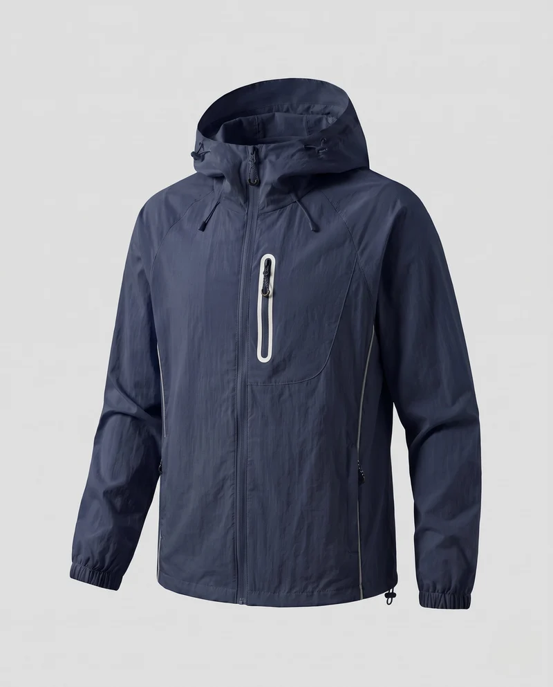 Unisex leichte Wind- und wasserabweisende Kapuzen-Übergangsjacke mit reflektierenden Details