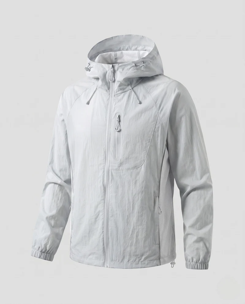 Unisex leichte Wind- und wasserabweisende Kapuzen-Übergangsjacke mit reflektierenden Details