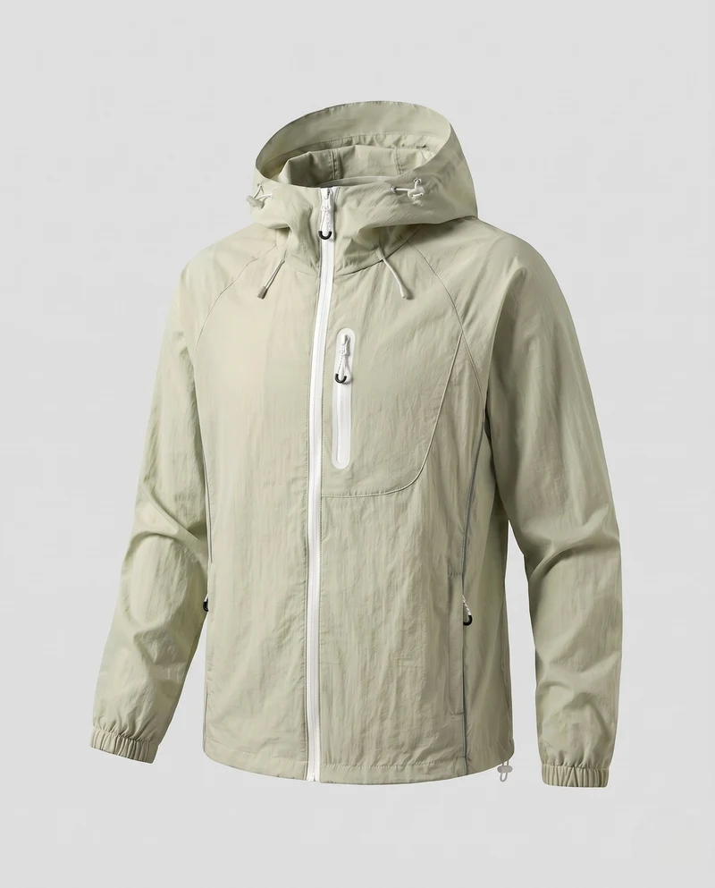 Unisex leichte Wind- und wasserabweisende Kapuzen-Übergangsjacke mit reflektierenden Details