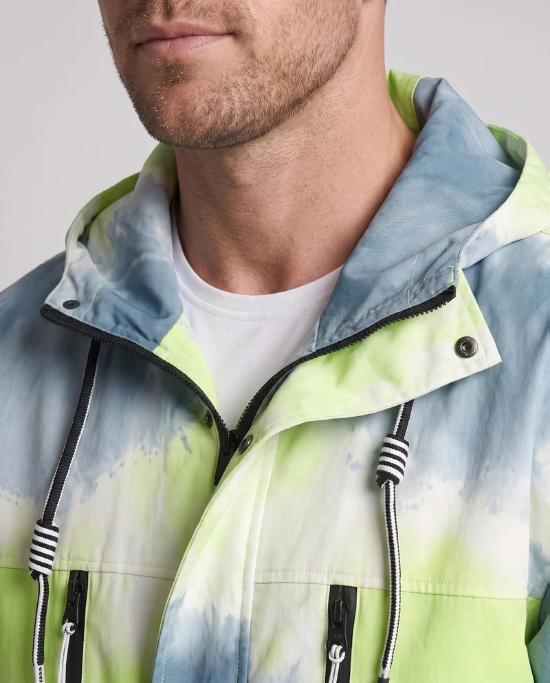 Unisex Leichte Kapuzen-Utility-Übergangsjacke mit Farbverlauf, Reißverschluss & Mehrfach-Taschen
