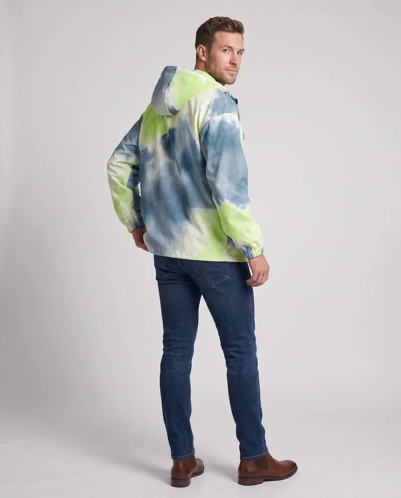Unisex Leichte Kapuzen-Utility-Übergangsjacke mit Farbverlauf, Reißverschluss & Mehrfach-Taschen