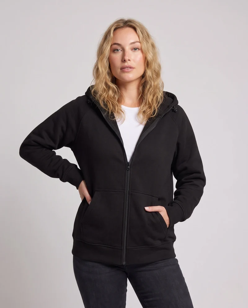 Unisex Oversize-Fleece-Zipjacke im Minimalstil mit Kapuze und Kängurutaschen