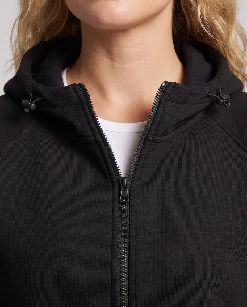 Unisex Oversize-Fleece-Zipjacke im Minimalstil mit Kapuze und Kängurutaschen