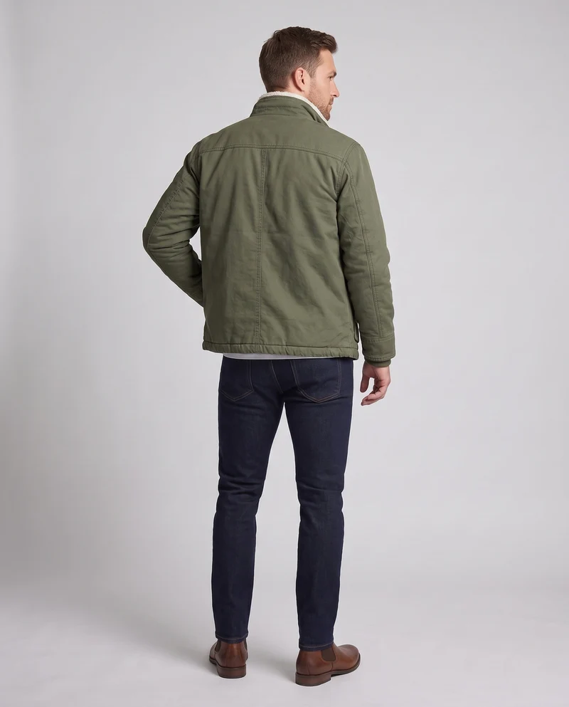 Herrenfeldjacke im Camouflage-Look mit Teddy-Futter und Stehkragen Nord Taschen