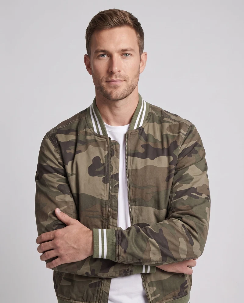 Herren Harrington-Jacke aus Baumwolltwill mit sportlichem Rippkragen Nord Taschen