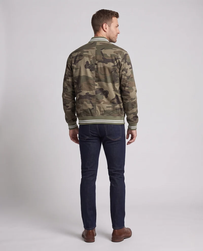 Herren Harrington-Jacke aus Baumwolltwill mit sportlichem Rippkragen Nord Taschen