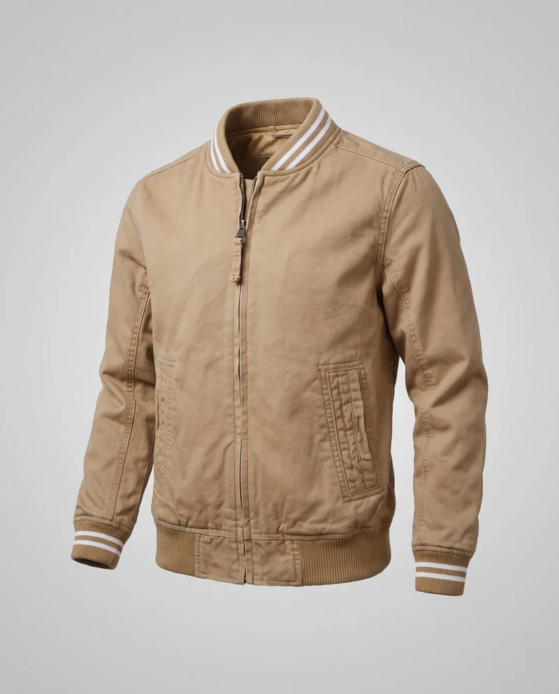 Herren Harrington-Jacke aus Baumwolltwill mit sportlichem Rippkragen Nord Taschen