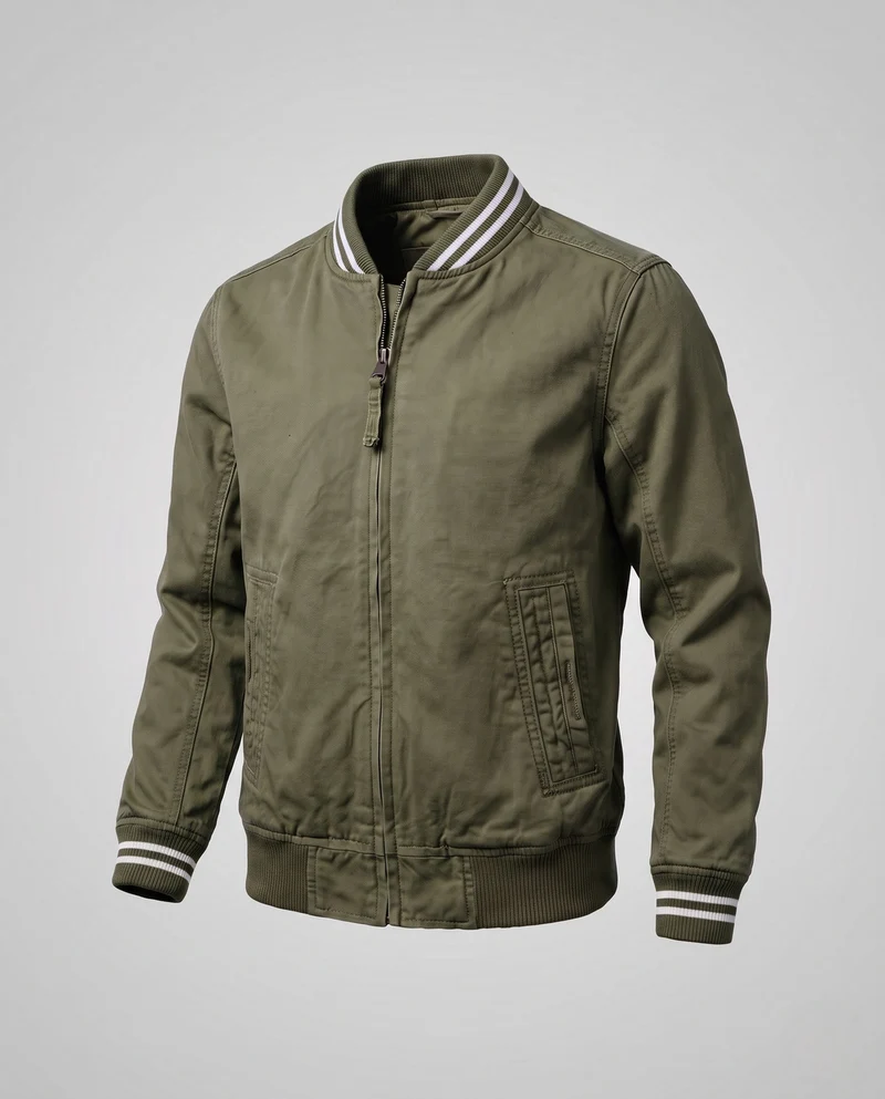 Herren Harrington-Jacke aus Baumwolltwill mit sportlichem Rippkragen Nord Taschen