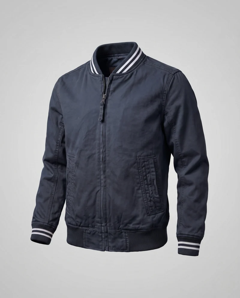 Herren Harrington-Jacke aus Baumwolltwill mit sportlichem Rippkragen Nord Taschen