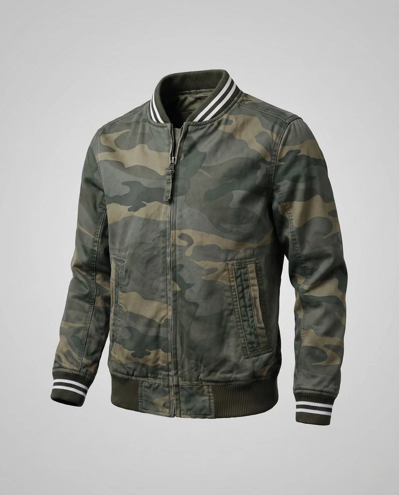 Herren Harrington-Jacke aus Baumwolltwill mit sportlichem Rippkragen Nord Taschen