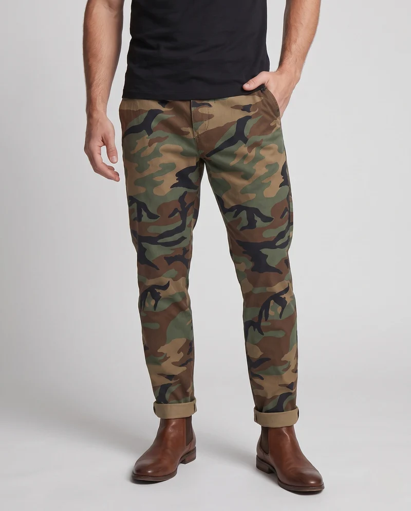 Herren tapered Chino-Hosen mit elastischem Bund und Reißverschluss-Taschen Nord Taschen