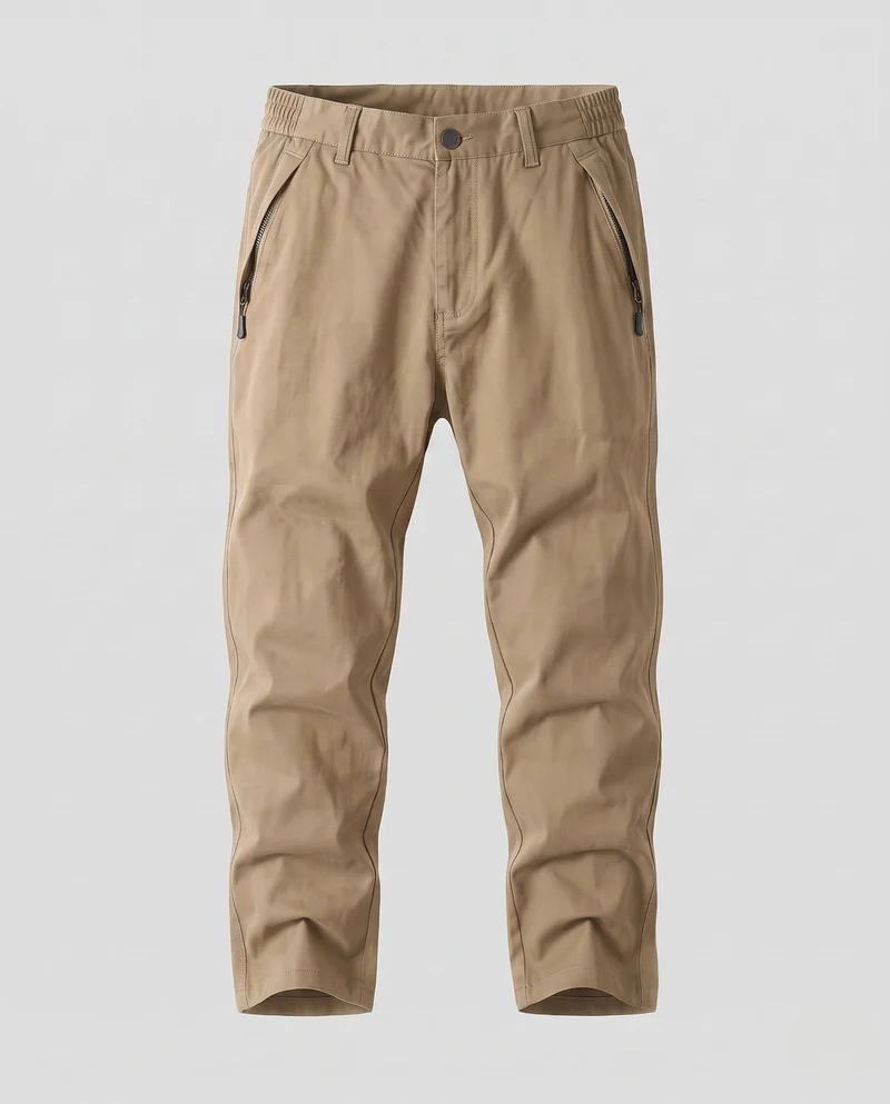 Herren tapered Chino-Hosen mit elastischem Bund und Reißverschluss-Taschen Nord Taschen