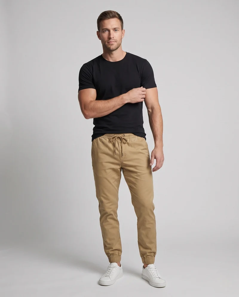 Herren Slim Fit Chino Jogger mit elastischem Bund und Kordelzug Nord Taschen