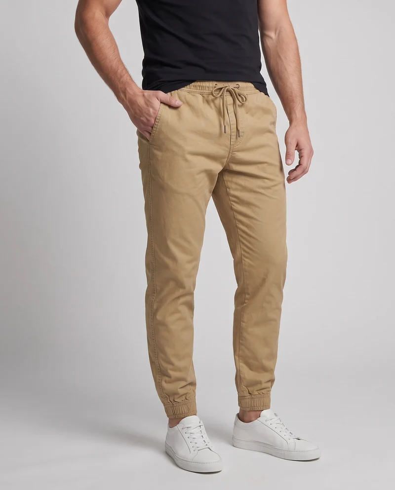 Herren Slim Fit Chino Jogger mit elastischem Bund und Kordelzug Nord Taschen