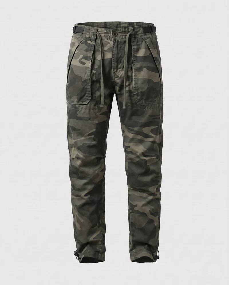 Herren Cargo-Hose mit Camouflage-Muster, verstärkten Taschen und verstellbaren Beinabschlüssen Nord Taschen