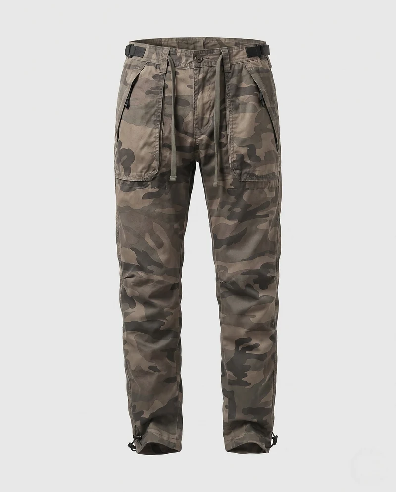 Herren Cargo-Hose mit Camouflage-Muster, verstärkten Taschen und verstellbaren Beinabschlüssen Nord Taschen