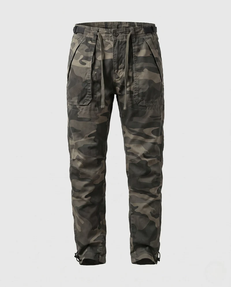 Herren Cargo-Hose mit Camouflage-Muster, verstärkten Taschen und verstellbaren Beinabschlüssen Nord Taschen