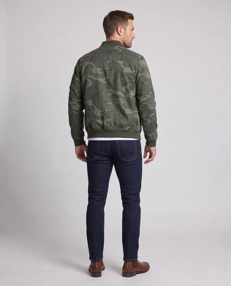 Herren Bomberjacke aus strapazierfähigem Twill mit Armtasche und geripptem Kragen Nord Taschen