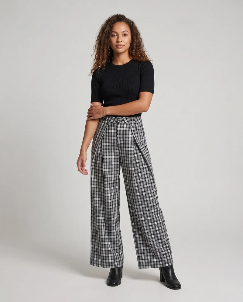 Frauenweite Karottenhose mit Falten Nord Taschen