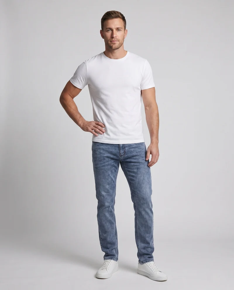 Herren Bequeme Slim Fit Jeans Nord Taschen
