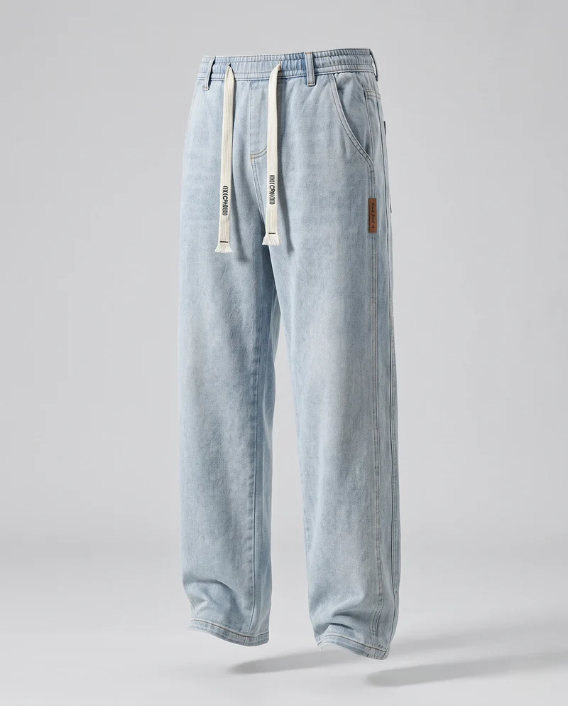 Herren Bequeme Lockere Denim-Hose Nord Taschen