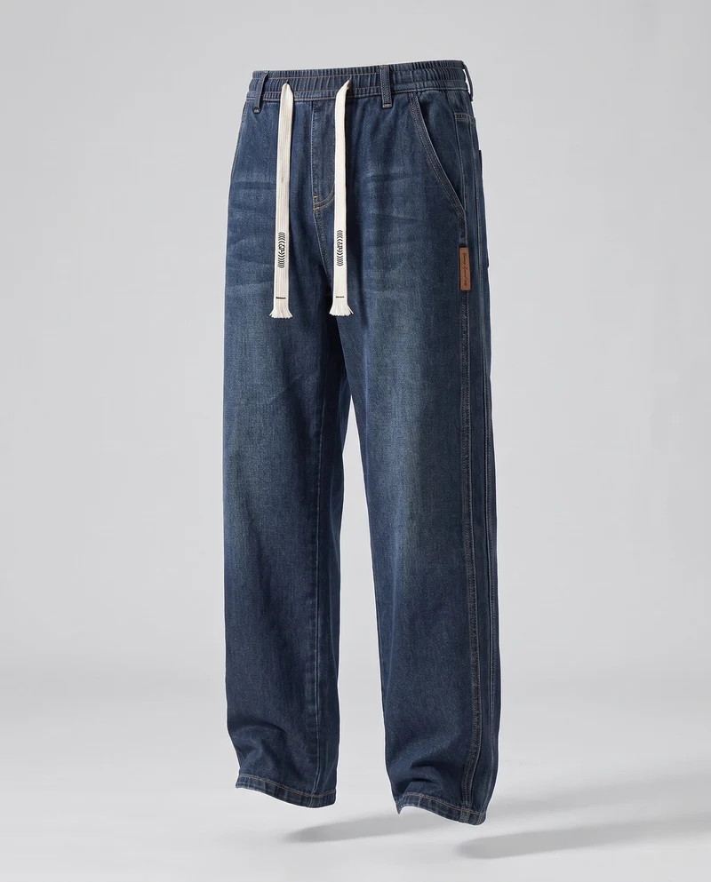Herren Bequeme Lockere Denim-Hose Nord Taschen