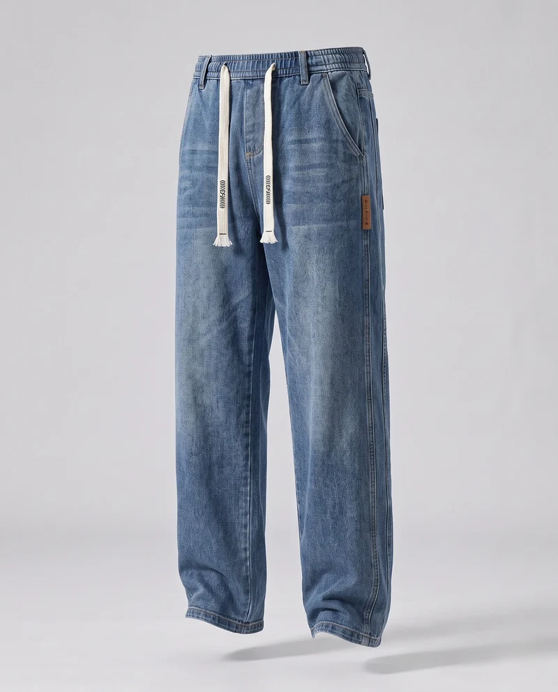Herren Bequeme Lockere Denim-Hose Nord Taschen